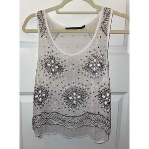 Sheer embellished white top ark&co size S
